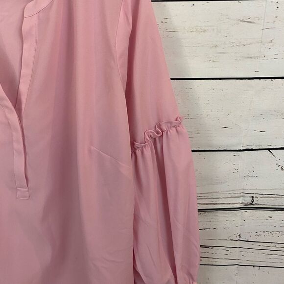 Talbots Woman Pink Balloon Sleeves Blouse Plus Size 1x - Picture 2 of 9